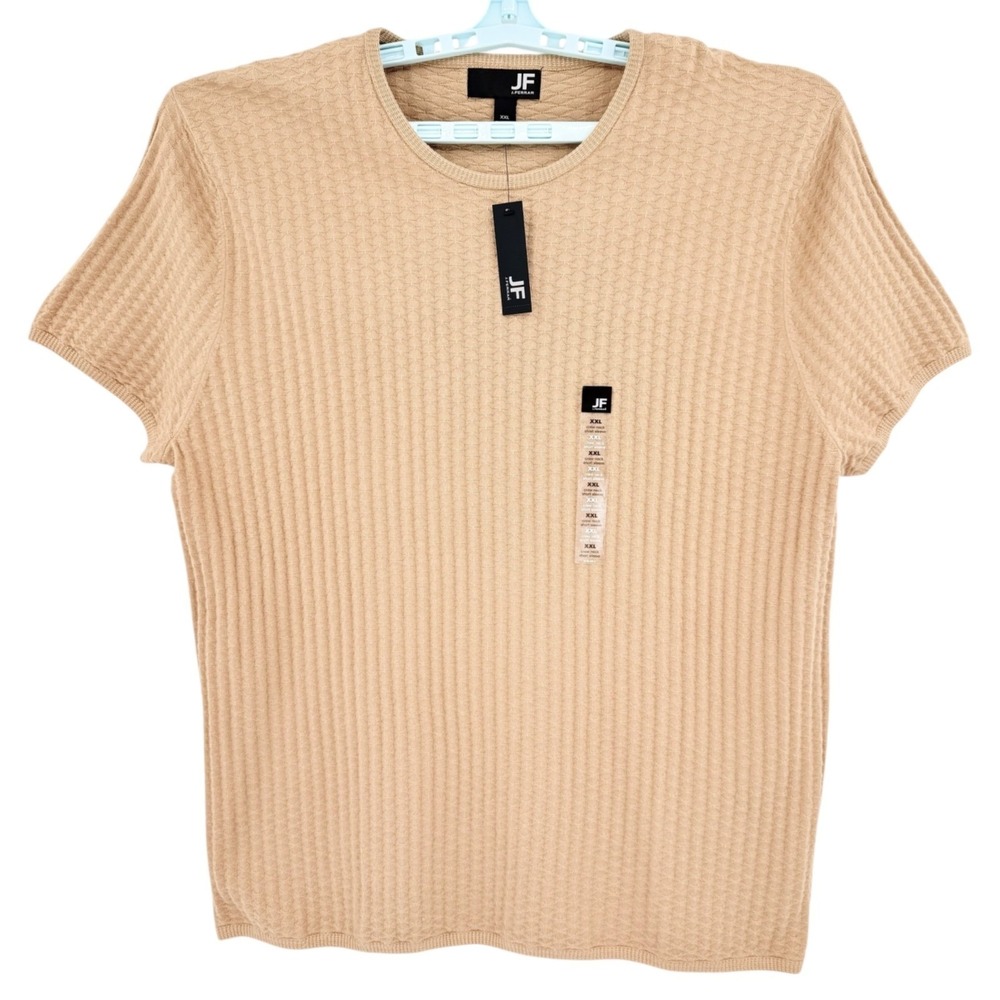 J. Ferrar Mens Crew Neck Short Sleeve Textured Florence Brown T-Shirt Sz XXL NWT